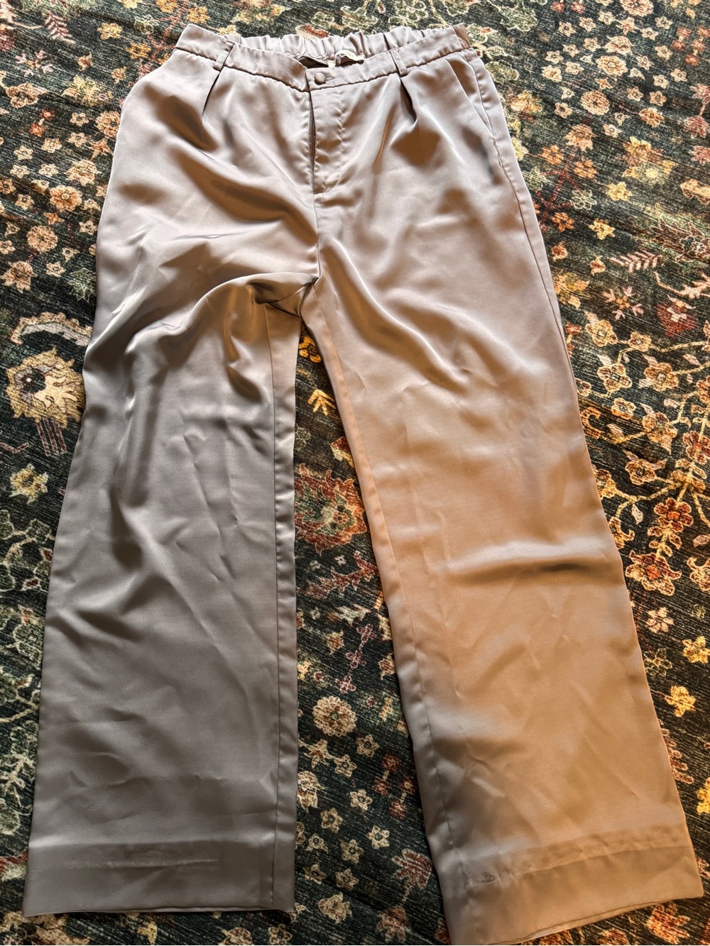 Silver satin dress pants